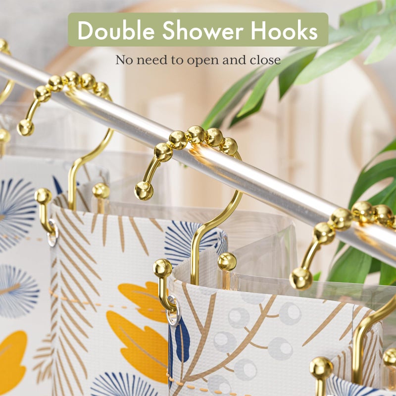 Amazer Gold Shower Curtain Hooks Rings, Stainless Steel Shower Curtain Rings, 12Pcs Double Glide Shower Hooks for Bathroom Shower Curtain Rods Dual Rust-Resistant Shower Rings - Image 4